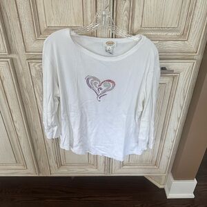 Talbots Woman  3/4 sleeve top with a rhinestone heart embellishment